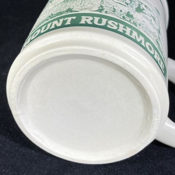 Vintage Mount Rushmore Mug Gutzon Borglum Quote Gray Green Souvenir Cup - Picture 6 of 7